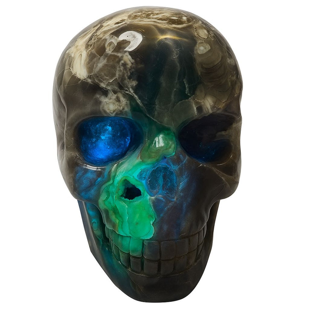 4" Volcano Agate Skull-UV Reactive