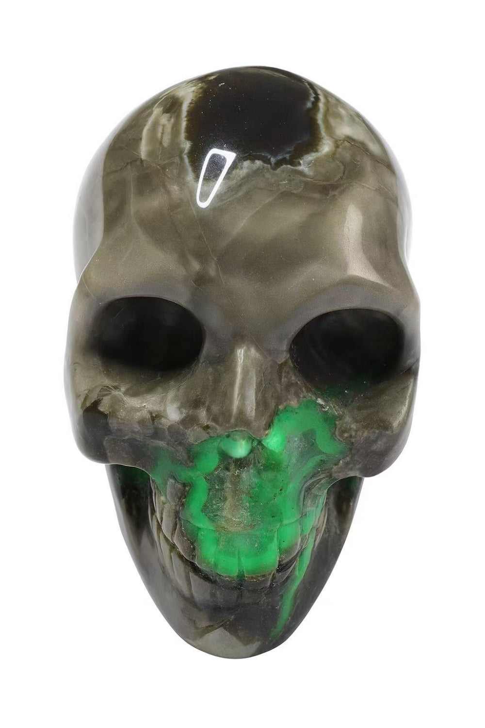 4.5"Volcanic Agate Skull Carving Mystic Statue