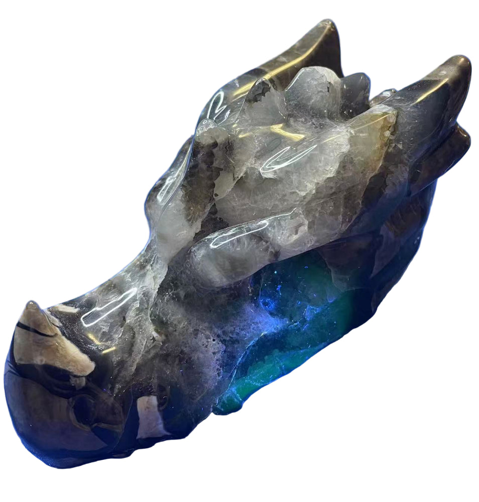 5"Volcano Agate Dragon Skull