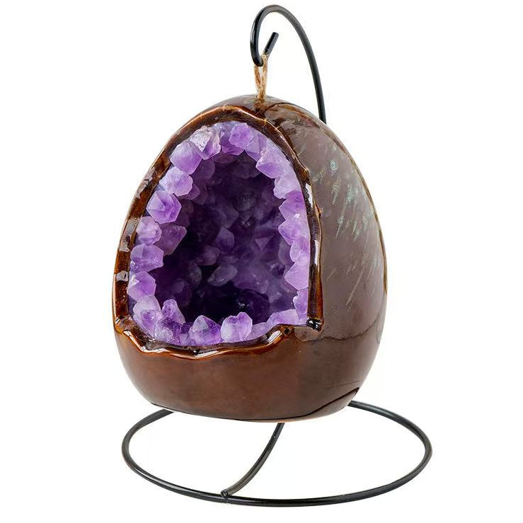 Amethyst Dinosaur Egg Lamp With Stand
