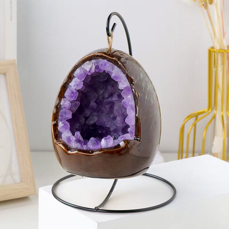 Amethyst Dinosaur Egg Lamp With Stand