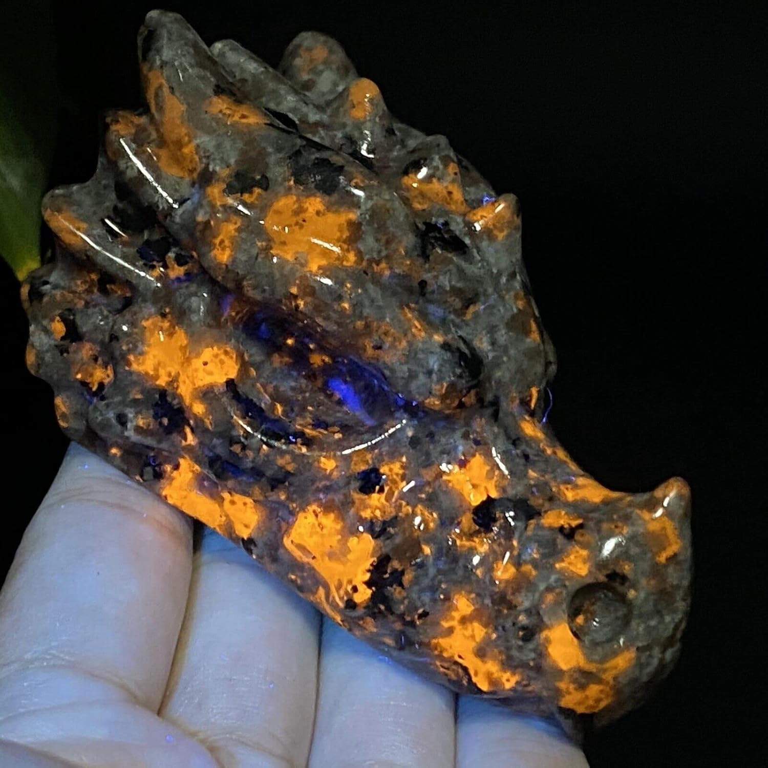 5" Natural Yooperite Hand Carved Dragon