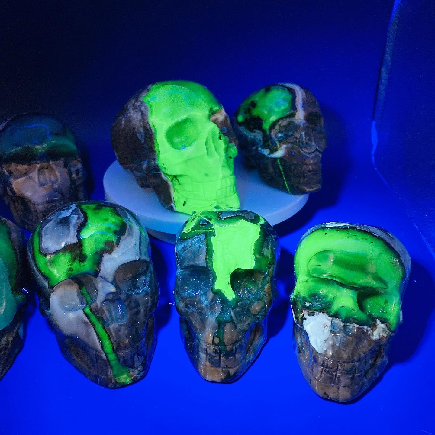 4.5"Volcanic Agate Skull Carving Mystic Statue