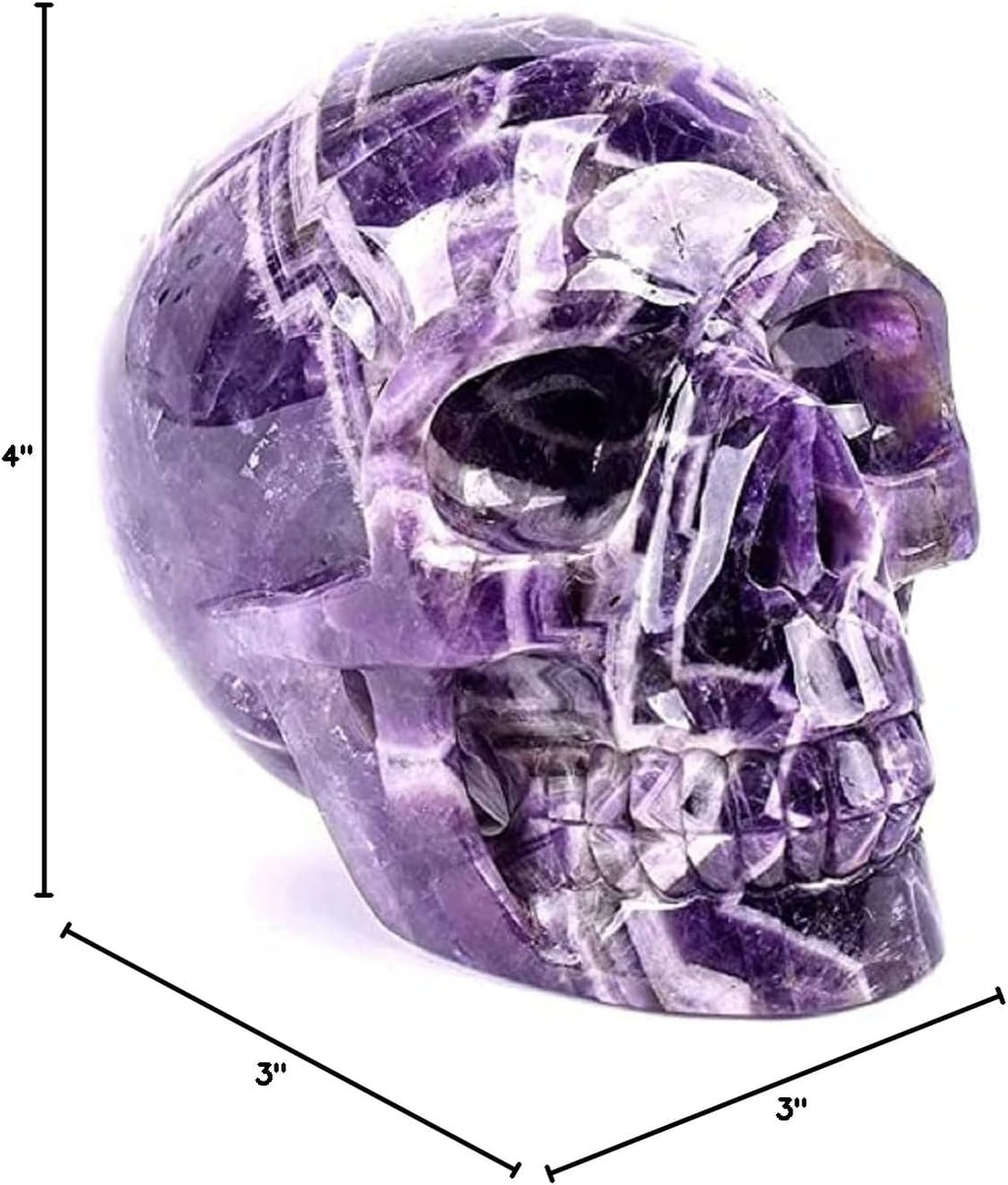 3"Natural Hand Carved Dream Amethyst Skull