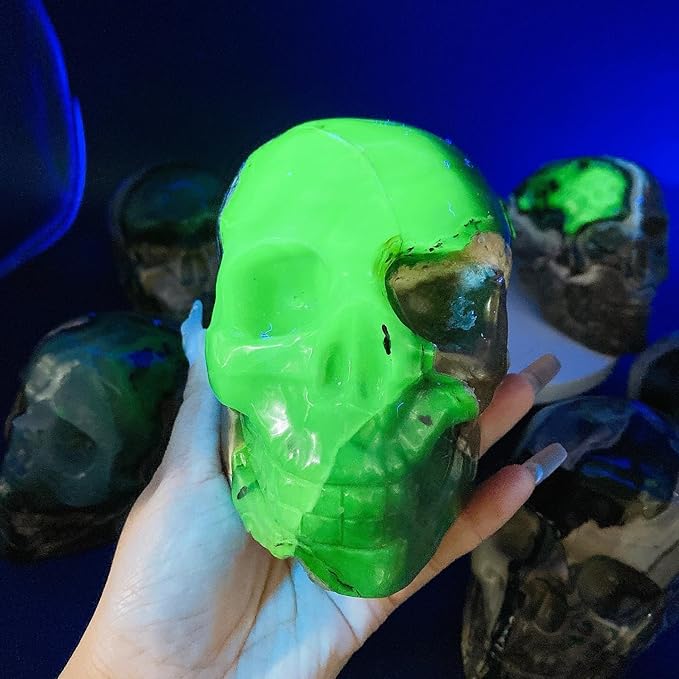 4.5"Volcanic Agate Skull Carving Mystic Statue