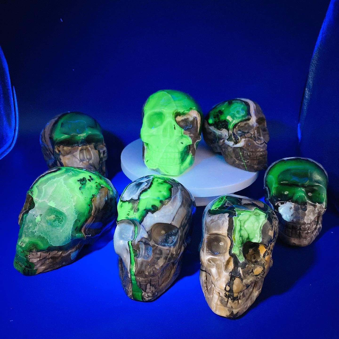 4.5"Volcanic Agate Skull Carving Mystic Statue