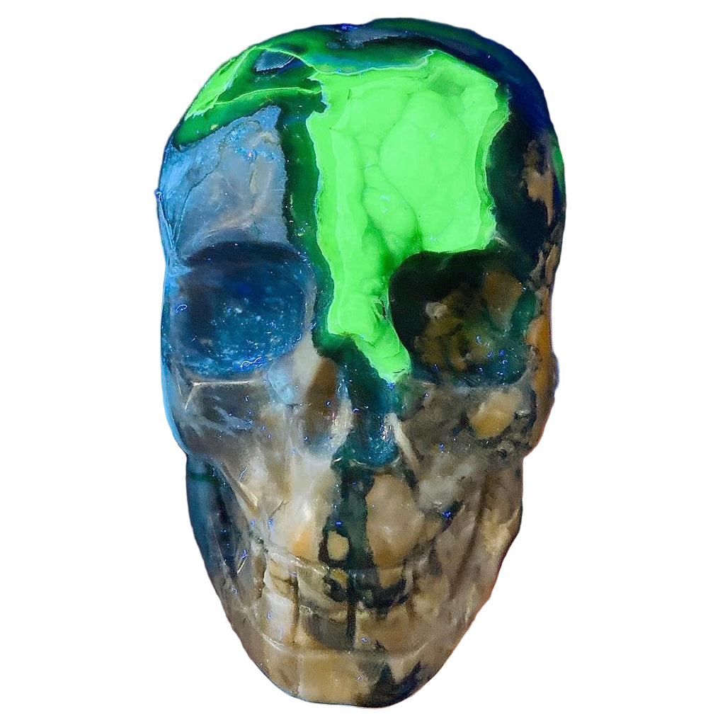 4.5"Volcanic Agate Skull Carving Mystic Statue