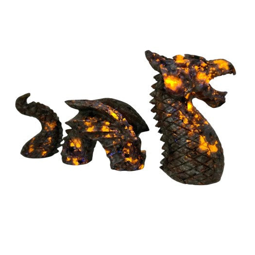 6" Natural 3-Piece Yooperlite Hand-Carved Dragon