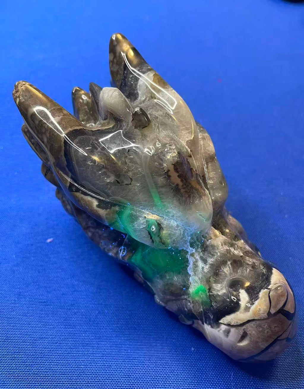 5"Volcano Agate Dragon Skull