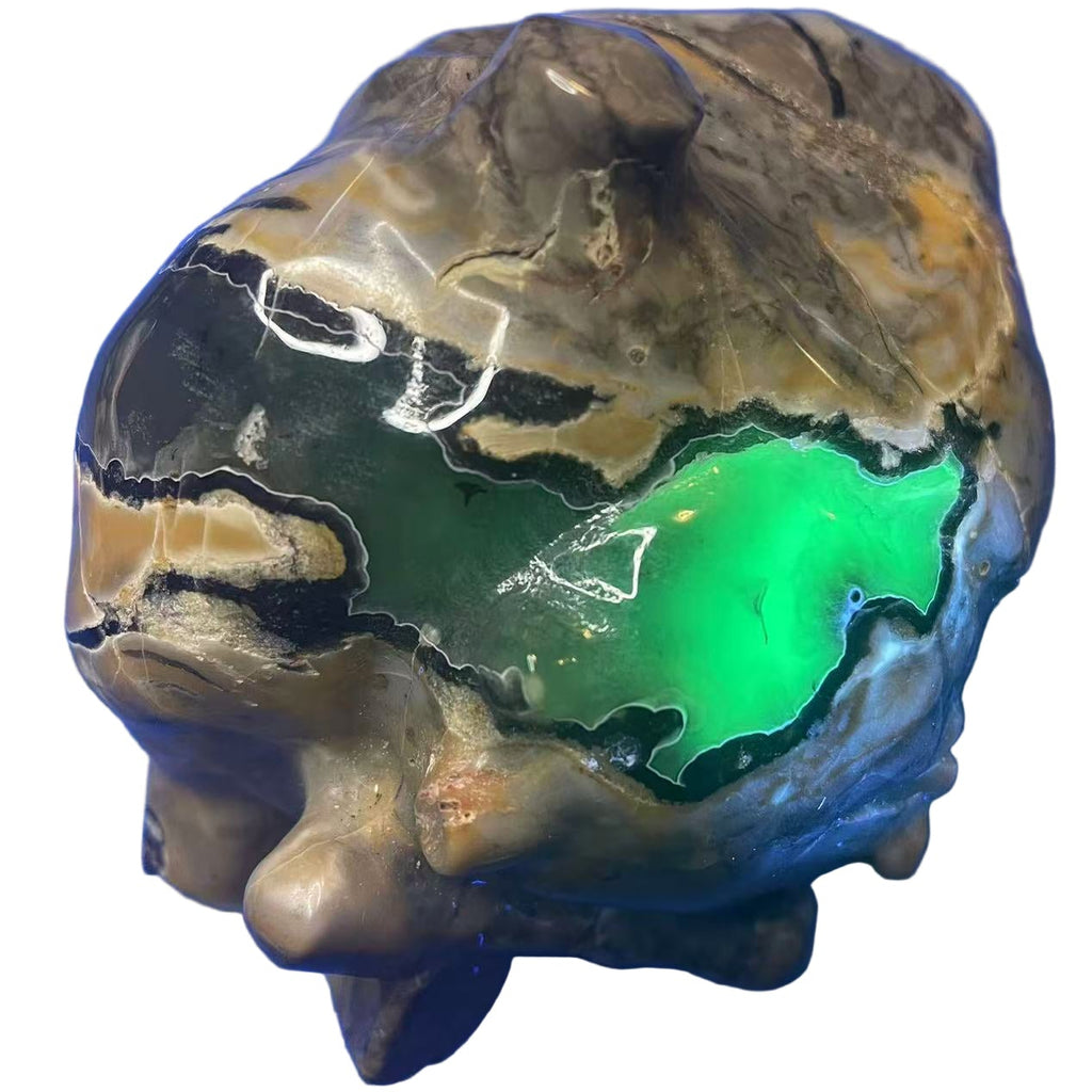 5" Volcano Agate Heart UV Reactive Crystal