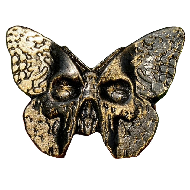 3" Gold Obsidian Butterfly Skull