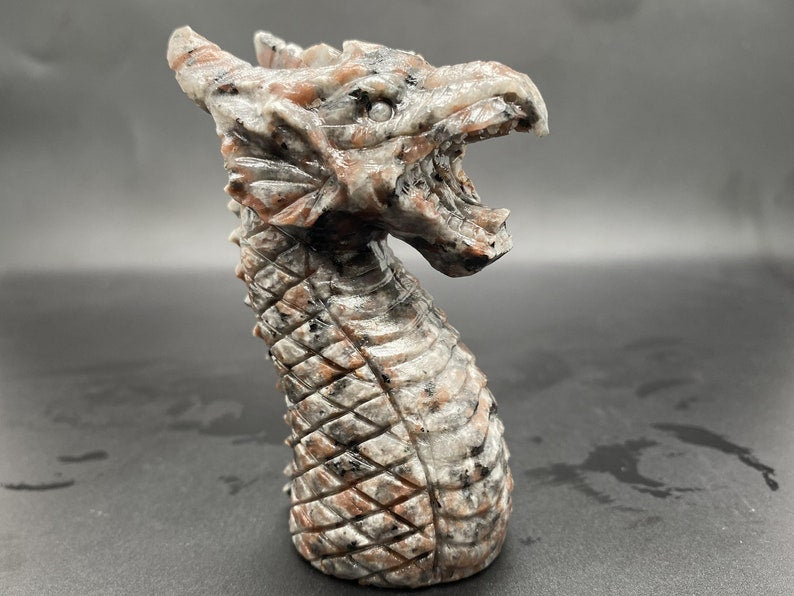6" Natural 3-Piece Yooperlite Hand-Carved Dragon