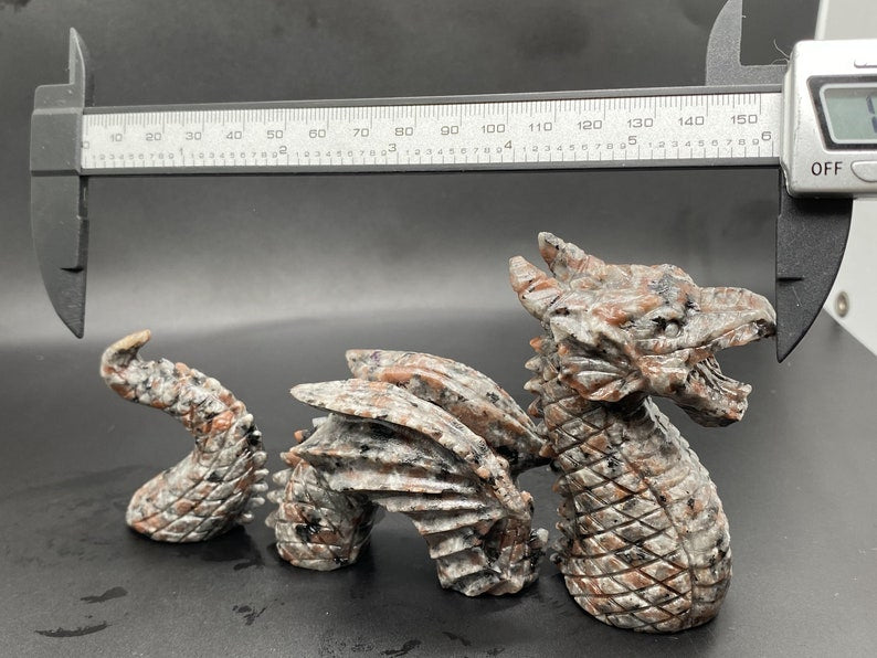 6" Natural 3-Piece Yooperlite Hand-Carved Dragon