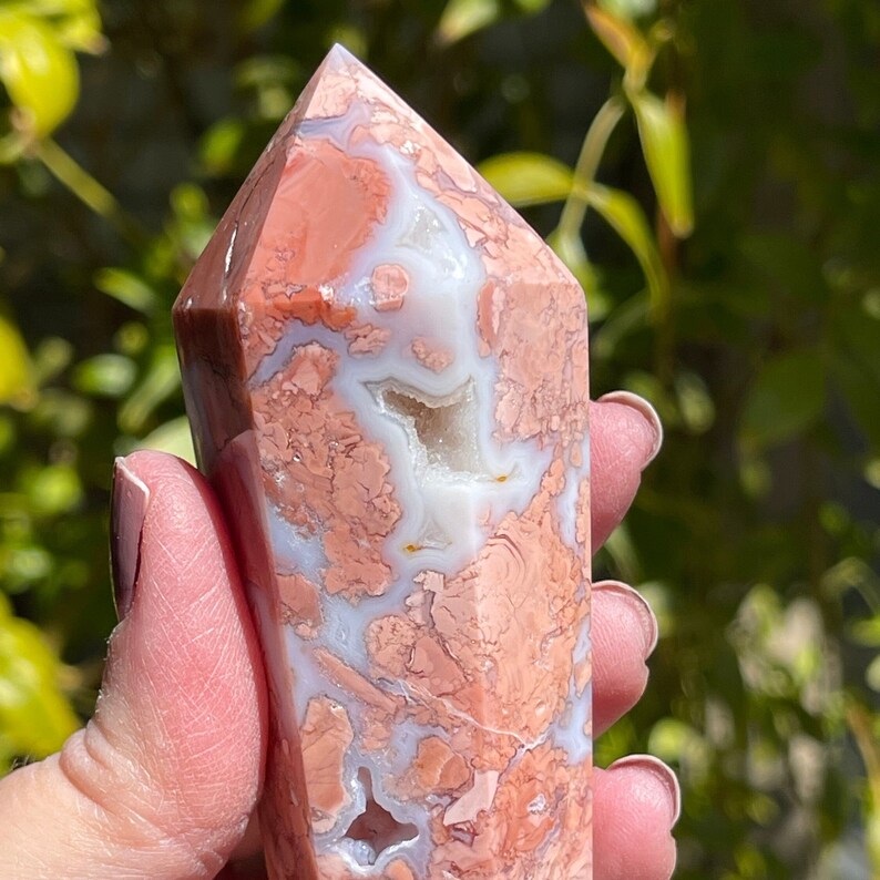 Pink Agate Wand with Stand