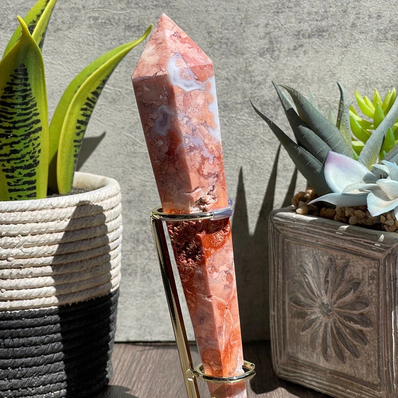 Pink Agate Wand with Stand