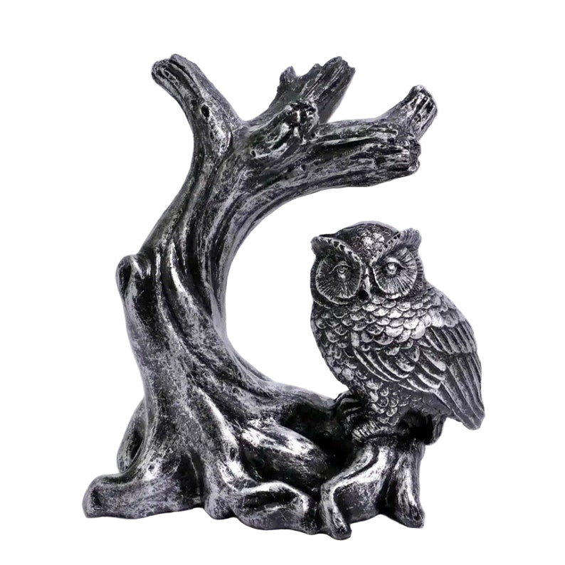 5" Silver Owl Crystal Sphere Holder