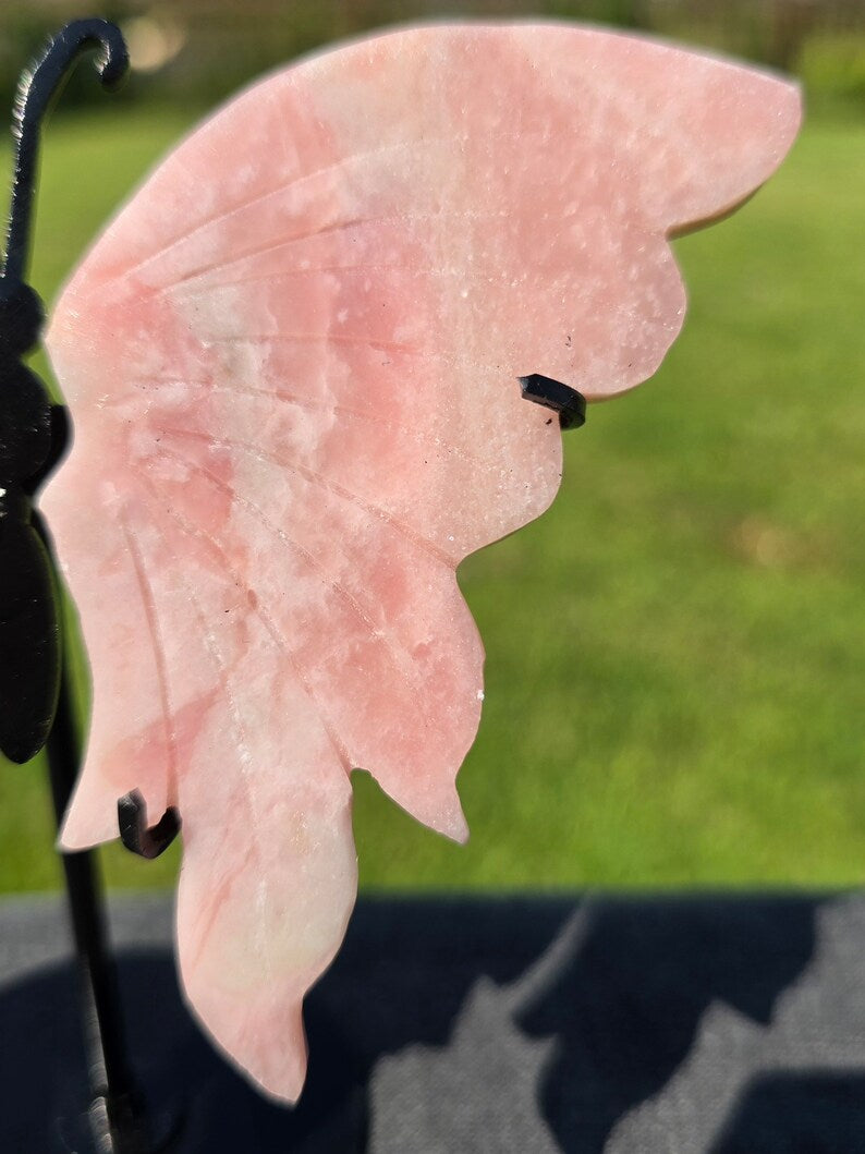 Pink Opal Crystal Butterfly Wings