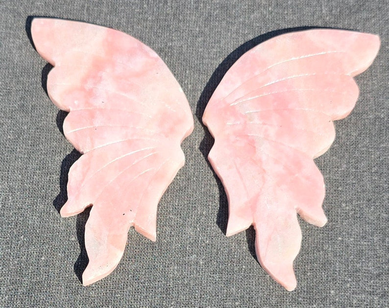 Pink Opal Crystal Butterfly Wings
