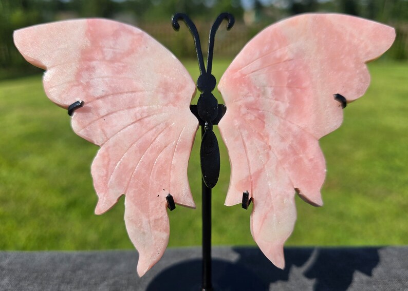 Pink Opal Crystal Butterfly Wings