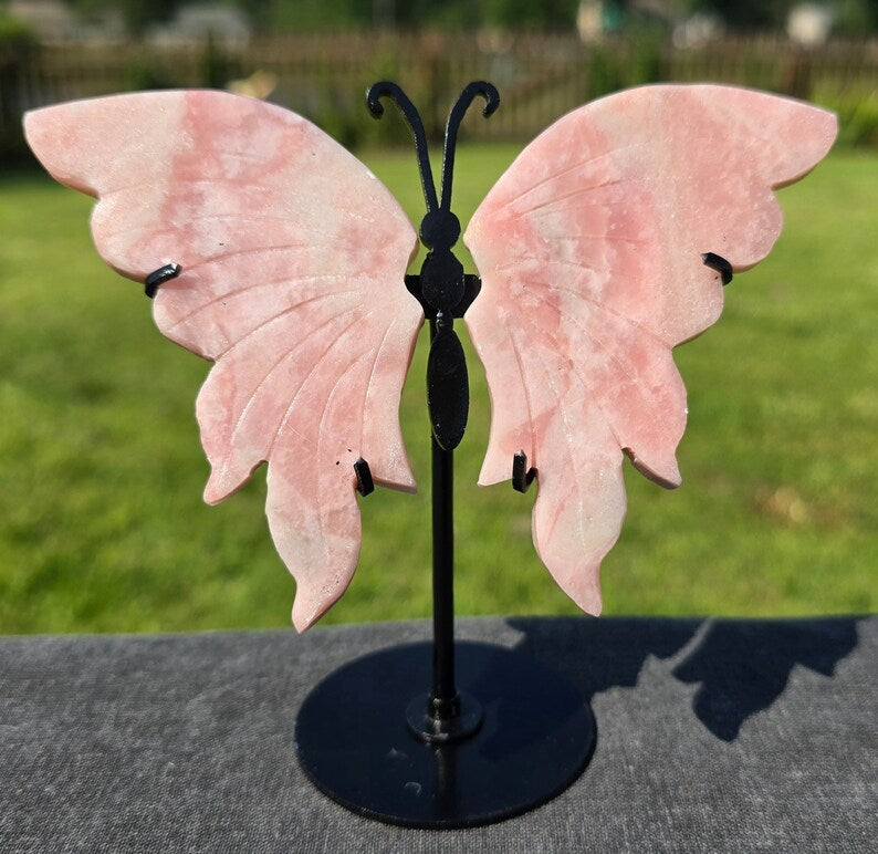 Pink Opal Crystal Butterfly Wings