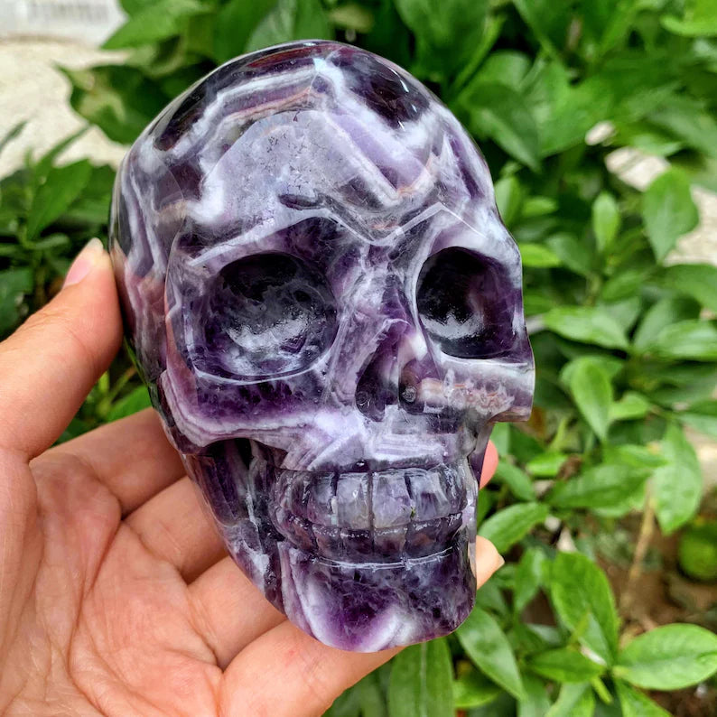 3"Natural Hand Carved Dream Amethyst Skull