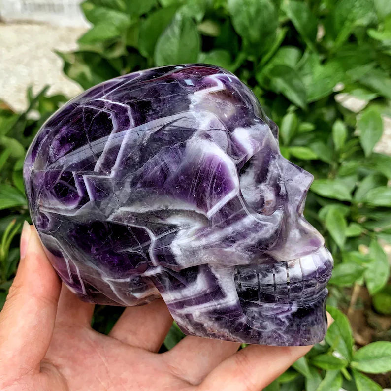 3"Natural Hand Carved Dream Amethyst Skull