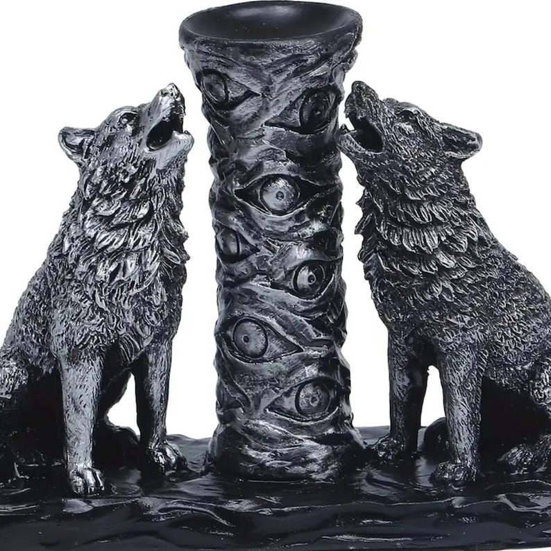 5" Howling Wolves Crystal Sphere Display Stand