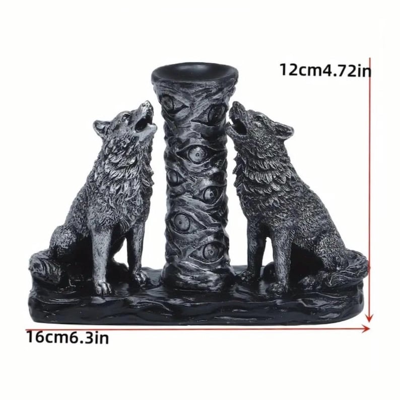 5" Howling Wolves Crystal Sphere Display Stand