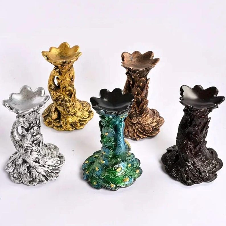 5" Peacock Crystal Sphere Holder