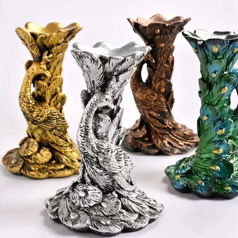 5" Peacock Crystal Sphere Holder