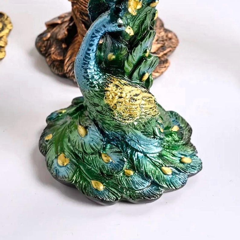 5" Peacock Crystal Sphere Holder