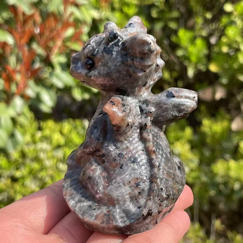 3" Hand-Carved Yooperlite Crystal Dragon