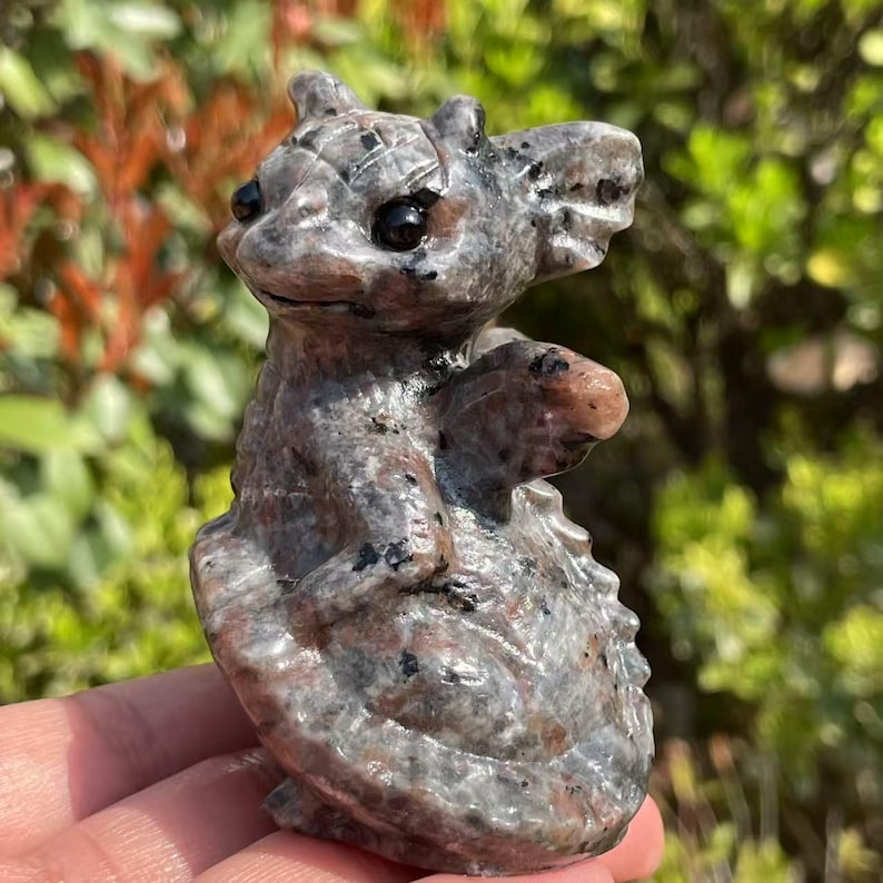 3" Hand-Carved Yooperlite Crystal Dragon