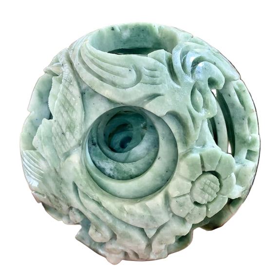 4" Natural Crystal Rotating Carved Hollow Sphere