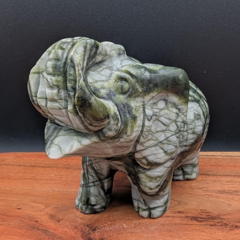 4.5" Nephrite jade elephant