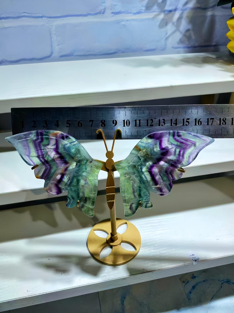 5.5" Natural Feather Fluorite Butterfly Wings