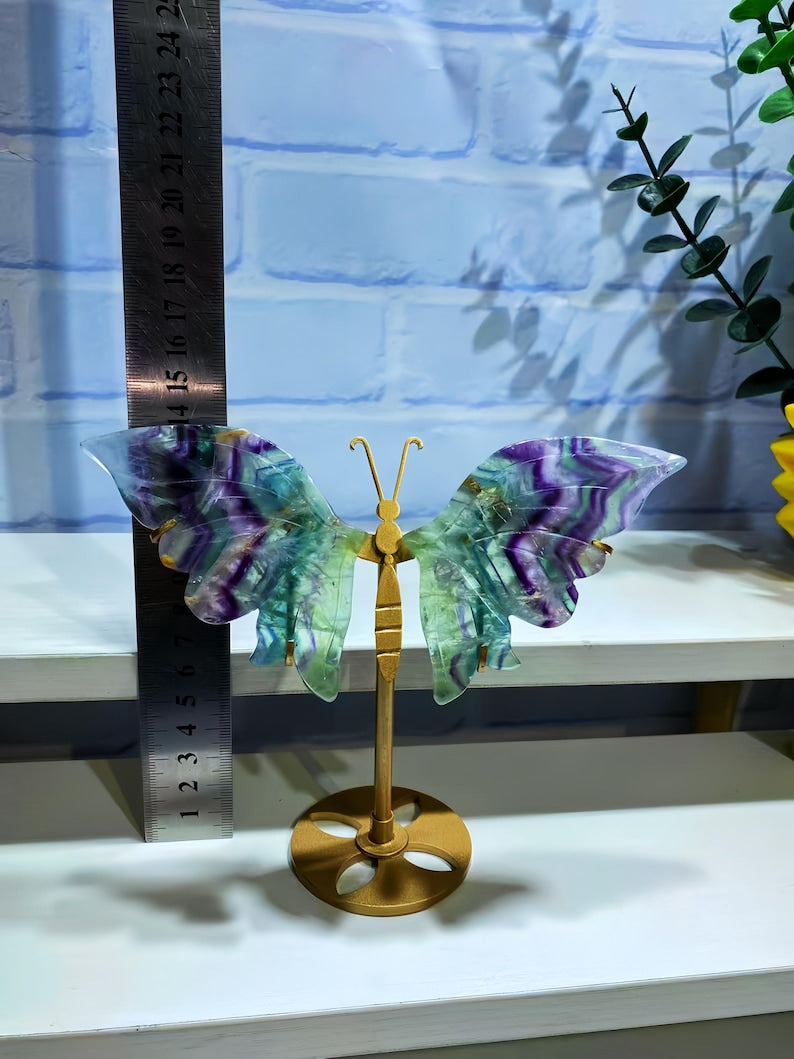 5.5" Natural Feather Fluorite Butterfly Wings