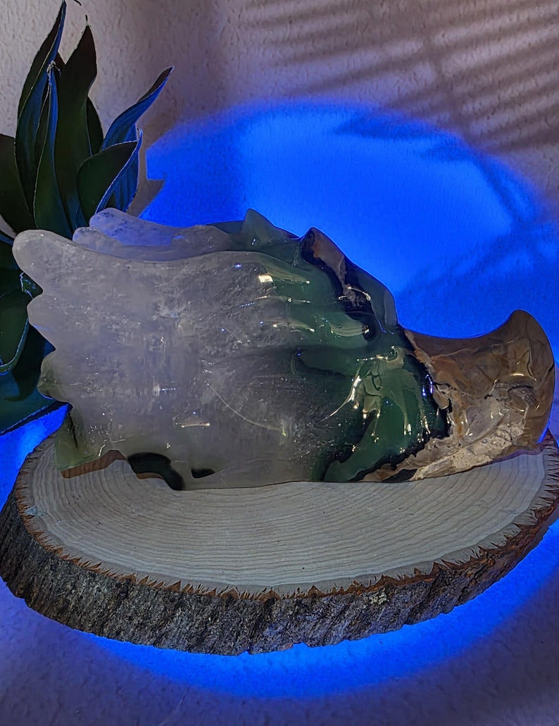 5"Volcano Agate Dragon Skull