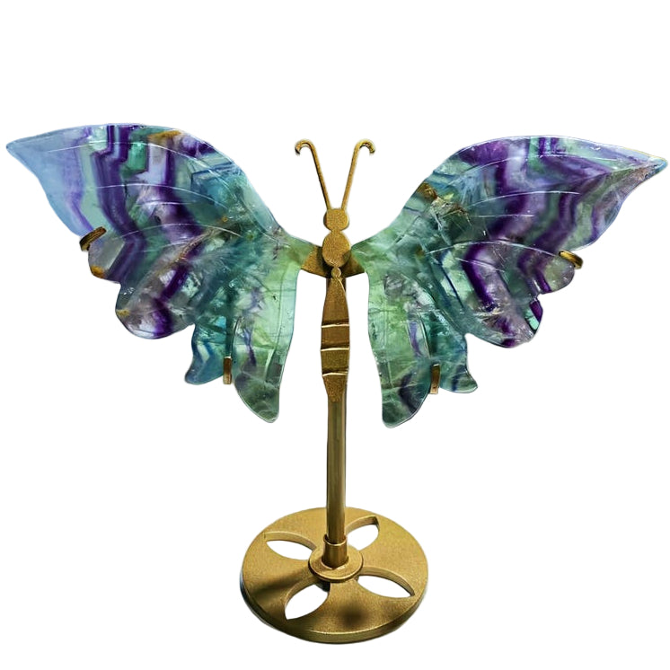 5.5" Natural Feather Fluorite Butterfly Wings