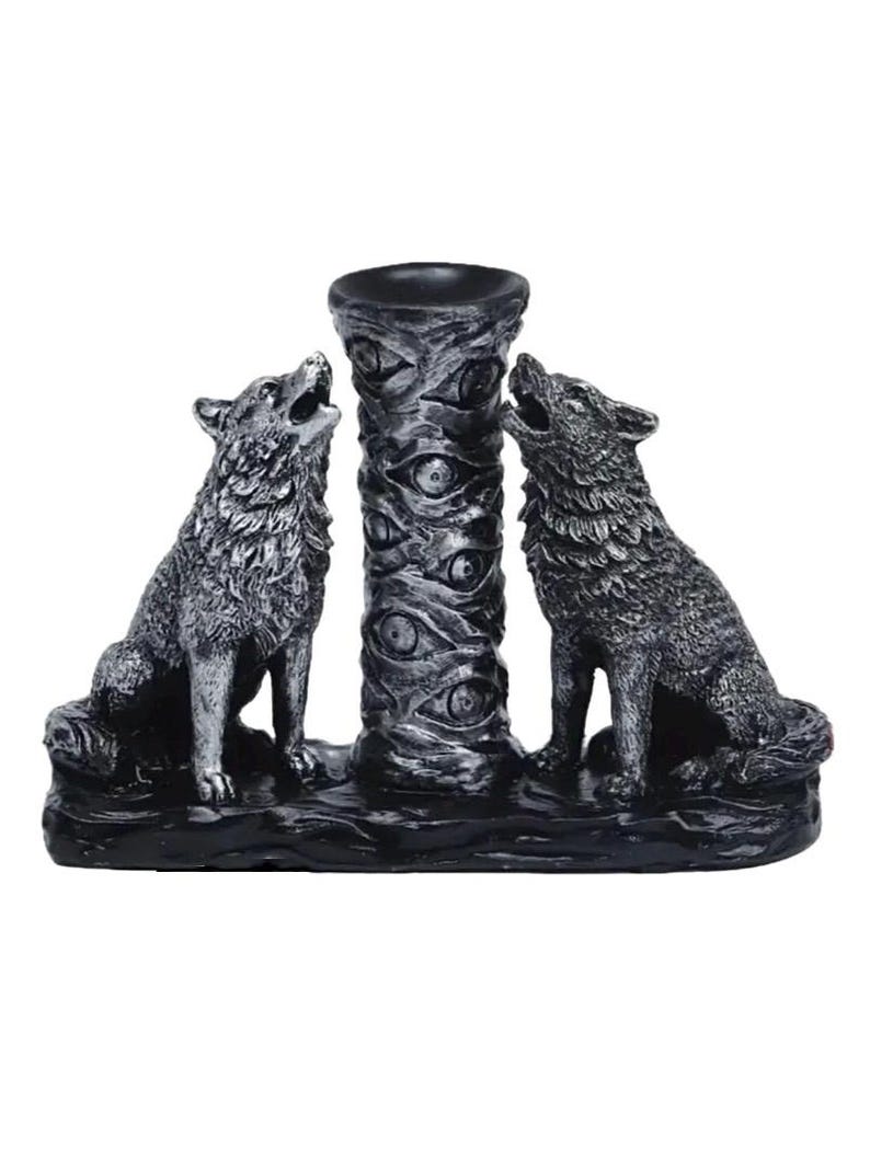 5" Howling Wolves Crystal Sphere Display Stand