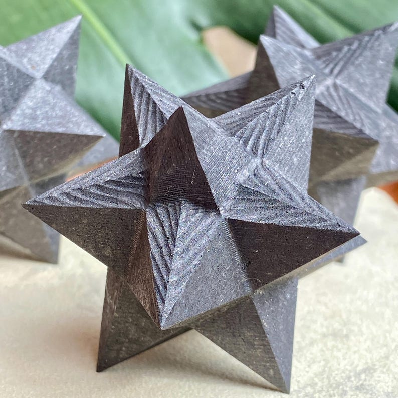 3" Hand Carved Shungite Merkaba Star EMF Protection Stone