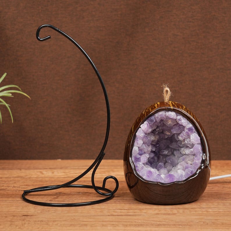 Amethyst Dinosaur Egg Lamp With Stand