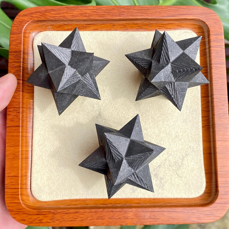 3" Hand Carved Shungite Merkaba Star EMF Protection Stone