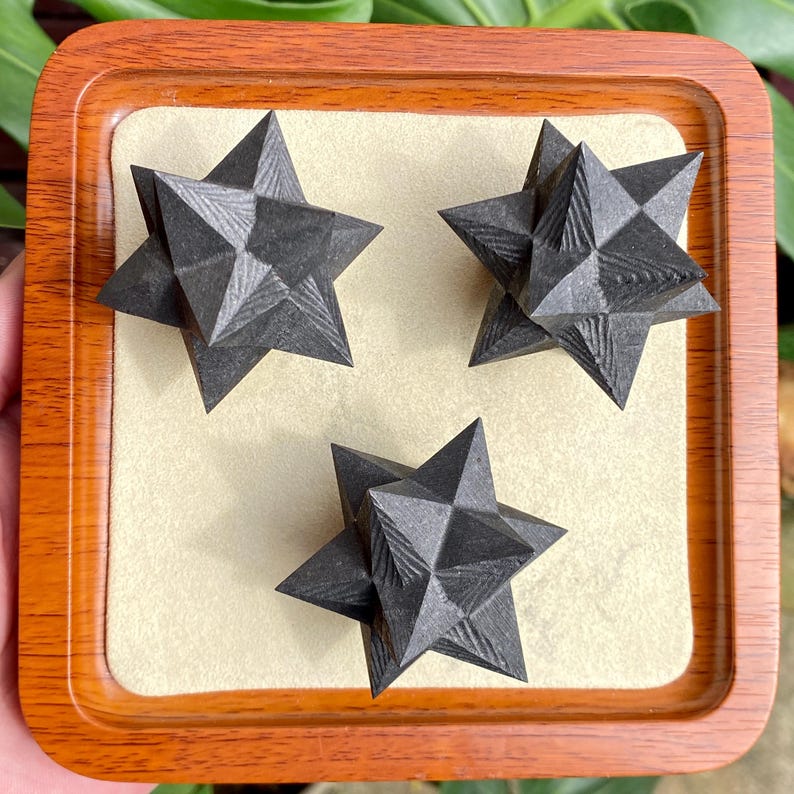 3" Hand Carved Shungite Merkaba Star EMF Protection Stone