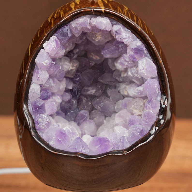 Amethyst Dinosaur Egg Lamp With Stand